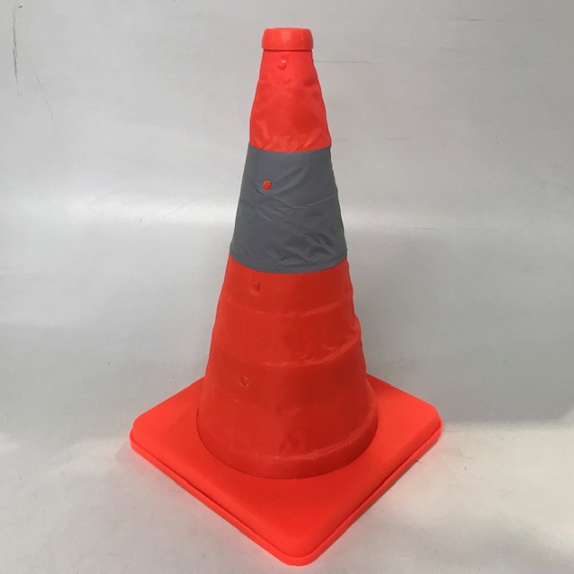 CONE, Fluro Orange - Retractable 42cm H x 24cm Sq Base